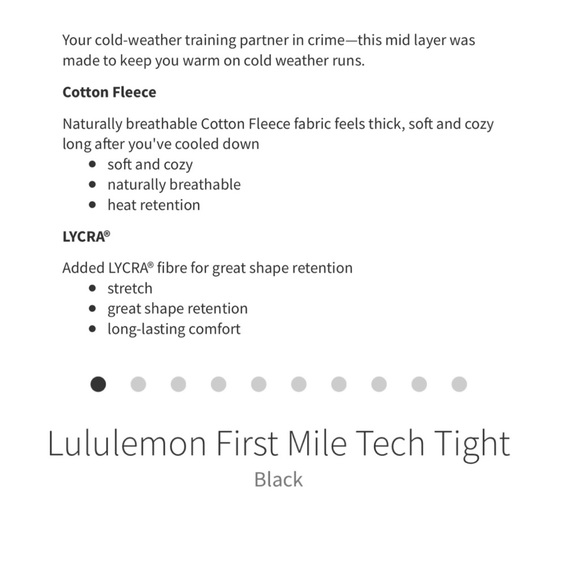 BNWOT LuLuLemon ❄️Winter❄️First Mile Tech Leggings. Solid Black. Sz 8 - Picture 2 of 12